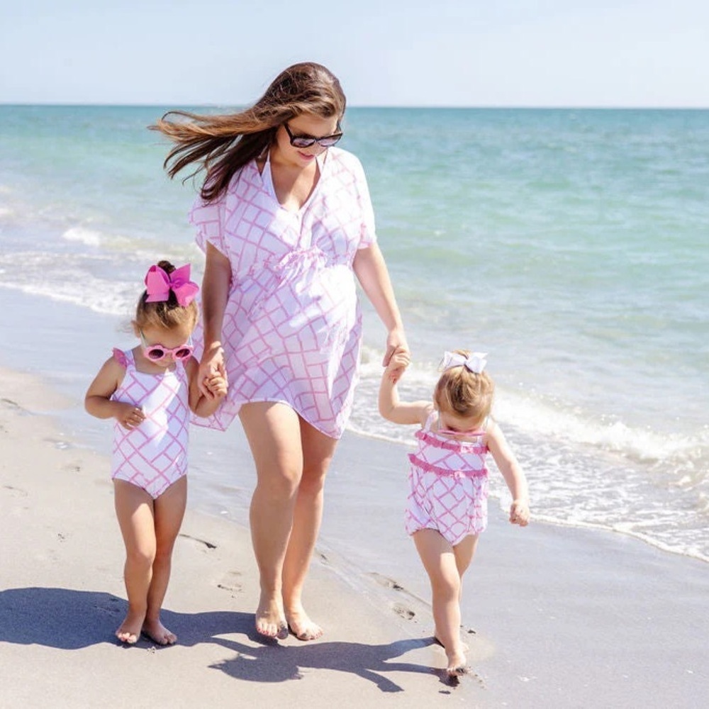 TBBC Tipsy Tunic coverup Bamboo Proverbs print Hamptons Hot Pink swim pool beach